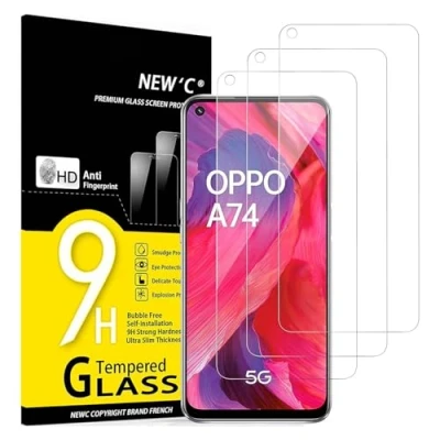 Abbildung von NEW&#039;C 3 Stück, Panzer Schutz Glas für Oppo A54 5G, A74 Frei von Kratzern, 9H Härte, HD Displayschutzfolie, 0.33mm Ultra klar, Ultrabeständig