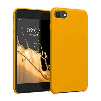 Abbildung von kwmobile Hülle kompatibel mit Apple iPhone SE (2022) / (2020) 8 7 Silikon Handy Case Handyhülle weiche Oberfläche kabelloses Laden Apricot