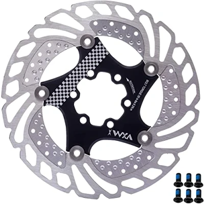 Abbildung von YBEKI 140mm 160mm 180mm 203mm Fahrrad Bremsscheibe mit 6 Schrauben Fahrradkühlung Schwimmbremse für Rennrad, Mountainbike, MTB, BMX