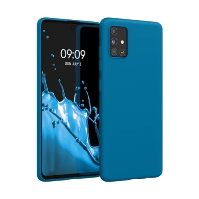 Abbildung von kwmobile Hülle kompatibel mit Samsung Galaxy A51 weiches TPU Silikon Case Cover geeignet für kabelloses Laden Blue Reef