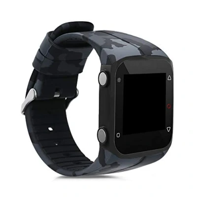 Abbildung von kwmobile Armband kompatibel mit Polar M400 / M430 Fitnesstracker Sportarmband Band aus TPU und Silikon Camouflage Dunkelgrau Schwarz Hellgrau