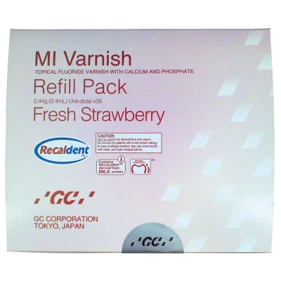 Abbildung von MI Varnish Refill Pack Erdbeere 35 x 0,4 ml, 50 Einmalpinsel