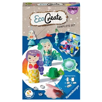 Abbildung von Ravensburger EcoCreate 18447 Glitzern mit den Meerjungfrauen DIY Bastelset für Kinder ab 6 Jahren