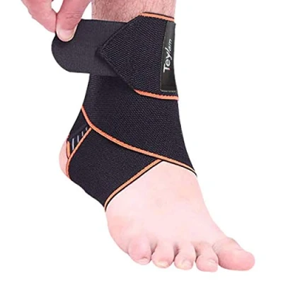 Abbildung von Teylam Sprunggelenkbandage, Einstellbares bandage fußgelenk, Flexible Knöchelbandage, Ultra Dünn Fußbandage, Laufen Fussball, Rechte und Linke Fußgelenk (Orange)