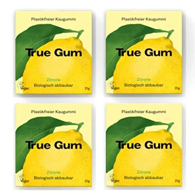 Abbildung von True Gum 4er SET: ZITRONE/Plastikfreier Kaugummi/Biologisch Abbaubar/Vegan / 4 x 21 g, 84 g
