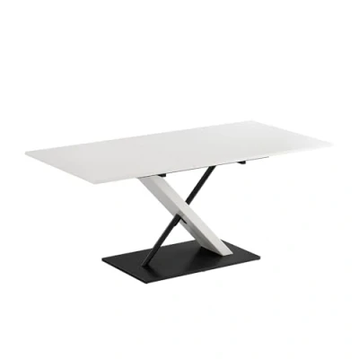 Abbildung von Vicco Esstisch Herta, Weiß/Schwarz, 140 x 90 cm ausziehbar