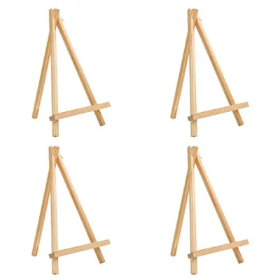 Abbildung von BELLE VOUS Tisch Staffelei Holz Bildhalterung Ständer (4er Pack) 30 cm Kleine Natur Kiefer Dreibein Klein für die Präsentation von Gemälden Kunst &amp; Handwerk und Rahmen