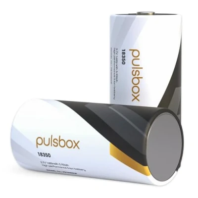 Abbildung von pulsbox 18350 Li Ion Akku 3,7V Flat Top/Button Top 1600mAh 8A (2 x Akku) (Pluspol erhöht)