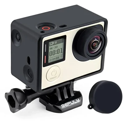 Abbildung von GEPULY BacPac Frame Mount Housing Case für GoPro Hero4, Hero3+, Hero 3 mit LCD und Batterieverlängerung Zubehör