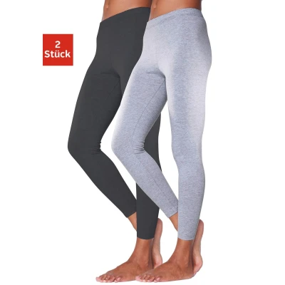 Abbildung von Lascana 2 PACK Leggings Hosen, Damen, Größe: 32/34, Hellgrau
