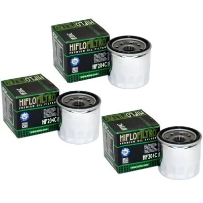 Abbildung von Ölfilter Set 3 Stück Hiflo HF204C Chrom für Arctic Cat Kawasa ki