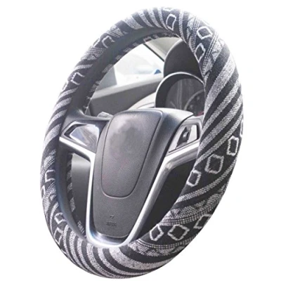 Abbildung von Mayco Bell 2018 Ethnischen Stil Grob Flachs Tuch Automotive Lenkradbezug Anti Slip und Schweißabsorption Auto Wrap Abdeckung (G)