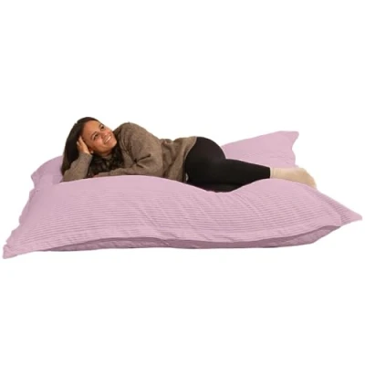 Abbildung von bananair Sitzsack XXL aus Cordstoff Breit Gerippt für Kinder und Erwachsene Weich Bequem Maschinenwaschbarer Bezug mit Füllung, Bean Bag, Bodensofa, Puff (180 x 140 cm, Rosa)