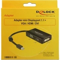 Abbildung von Delock 62631 Adapterkabel mini DisplayPort 1.1 Stecker &gt; 1 x VGA + HDMI DVI 24+1 schwarz