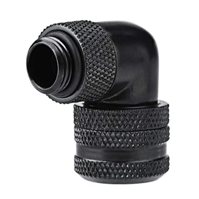 Abbildung von ASHATA G1 / 4 Gewinde Winkeladapter, PC Wasserkühlung Messing 90 Grad Winkel Drehrohrverschraubung Fitting Verbinder Adapter für 14mm Außendurchmesser (Black)