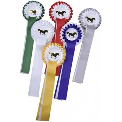 Abbildung von HKM Turnierschleife Zweifachrosette Weiß/Weiß