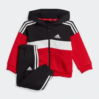 Abbildung von adidas Sportswear Tiberio 3 Stripes Colorblock Trainingsanzug für Kinder, Größe: 62, Black /white/better scarlet