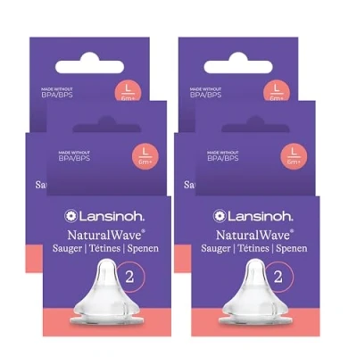Abbildung von Lansinoh NaturalWave Sauger, Gr. L schneller Milchfluss, 8 Stück (4er Pack)