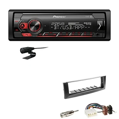 Abbildung von Pioneer MVH S320BT 1 DIN Bluetooth Autoradio USB FLAC Spotify mit Einbauset passend für Mitsubishi Colt und CZC Cabriolet 2004 2009 dunkelgrau