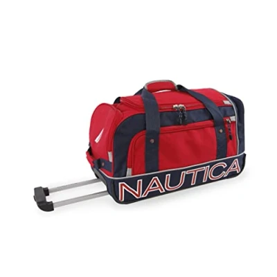 Abbildung von NAUTICA Submariner Reisetasche mit Rollen, 55,9 cm, Rot/Marineblau, cm