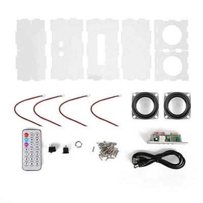 Abbildung von Garsent Lautsprecher Kit, Bluetooth DIY Kit 3W MP3 Musik Stereo Tragbarer Drahtloser Leistungsverstärker mit Fernbedienung.(klar)