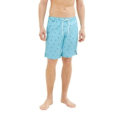Abbildung von TOM TAILOR Herren Badeshorts mit Muster 1035051, 31480 rainy sky blue palm design, L