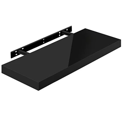 Abbildung von WOLTU Wandregal Volato Wandboard freischwebend hochglänzend Schwarz Schweberegal CD DVD Regal Bücherregal Holz Board 60x22,9x3,8cm RG9478sz