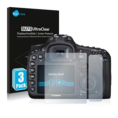 Abbildung von Savvies 6 Stück Schutzfolie für Canon EOS 7D Displayschutz Folie Ultra Transparent