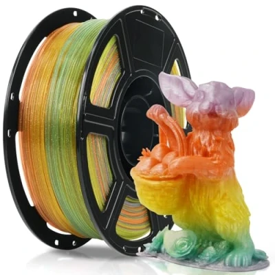 Abbildung von FLASHFORGE Transluzent Glitzer PLA Kristall Summer Reverie, Glänzendes, Funkelndes 3D Drucker Filament mit Farbverlauf, Schneller Farbwechsel Zwischen Grün Gelb Orange Lila, Einstellbare Transparenz