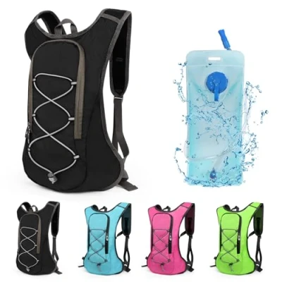 Abbildung von Lollanda Fahrradrucksack, Wanderrucksack klein, Wasserdicht Rucksäcke für Herren und Damen, MTB Rucksack Radsport,Camping,Laufen (Schwarz Trinkrucksack 2L)