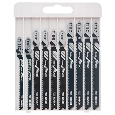 Abbildung von Bosch Professional 10tlg. Stichsägeblatt Set Basic for Wood (für Holz, Zubehör Stichsäge) Schwarz