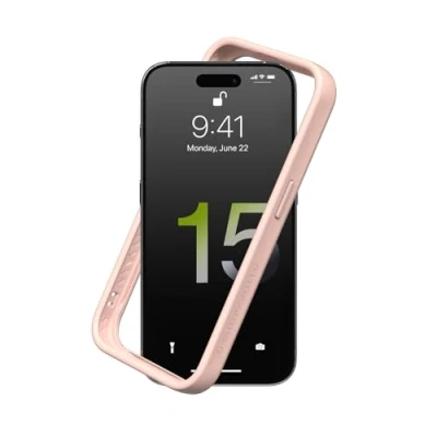 Abbildung von RhinoShield Bumper Case kompatibel mit [iPhone 15 Pro Max] CrashGuard Stoßdämpfende Schutzhülle im schlanken Design 3.5 Meter Fallschutz Samtrosa