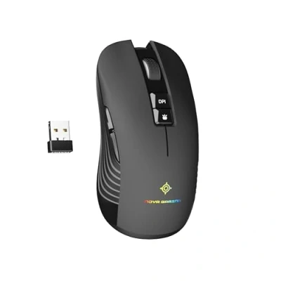 Abbildung von Nova Gaming Lynx Kabellose Maus, wiederaufladbar, ultraklarer optischer Sensor, DPI einstellbar zwischen 800 und 4800 DPI, RGB, 1 LED Animation, 7 Tasten, Laufzeit 21 49 Tagen