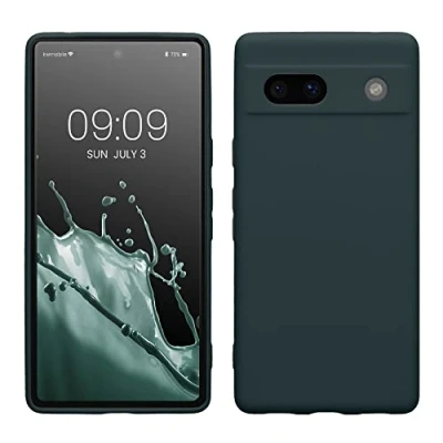 Abbildung von kwmobile Handyhülle kompatibel mit Google Pixel 7a Hülle Handy Case aus weichem Silikon in Dunkler Schiefer