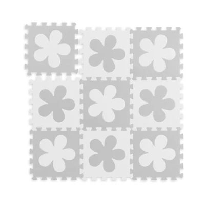 Abbildung von relaxdays Puzzlematte Blumenmuster, Weiss grau