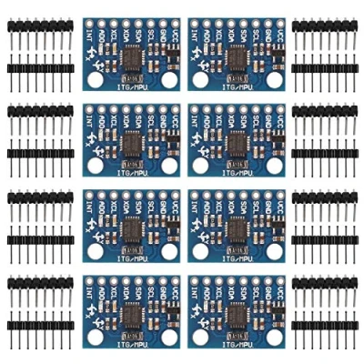 Abbildung von ALMOCN GY 521 MPU 6050 3 Achsen Gyroskop und Beschleunigungsmesser 6DOF Sensormodul 16 Bit AD Konverter Datenausgang IIC I2C für Arduino, 8 Stück
