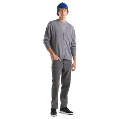 Abbildung von United Colors of Benetton WITH Chainstitch LOGO ON BACK Relaxed FIT Strickjacke, Herren, Größe: Large, Grey