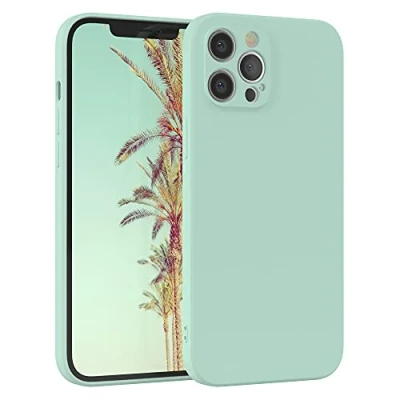 Abbildung von EAZY Case Silikonhülle für iPhone 12 Pro Max Hülle Silikon Grün weich stoßfeste Handyhülle Schutzhülle mit Kameraschutz Dünn Premium Schutz Cover TPU Phone Bumper in Mint