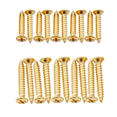 Abbildung von Musiclily Ultra 2,5x15mm und 2,5x18mm Edelstahl Humbucker Rahmen Schrauben für E Gitarre Bass, Gold (20er Set)