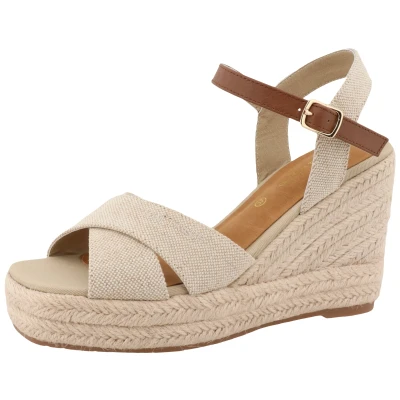 Abbildung von TOM TAILOR High Heel Sandalette &quot;Jolanda&quot;, Sommerschuh, Sandale, Keilabsatz, mit verstellbarem Ristriemchen