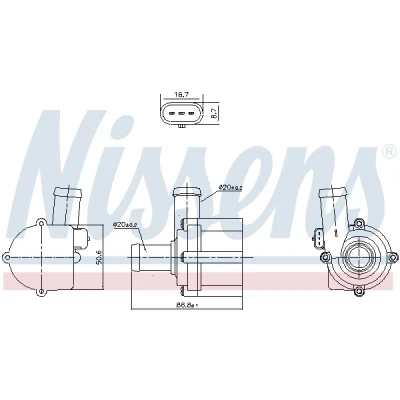 Abbildung von NISSENS 831116 Wasserumwälzpumpe, Standheizung 12 elektrisch AUDI: A4 B8 Limousine, A6 C7 Avant, VOLKSWAGEN: Touareg I, Amarok Pickup