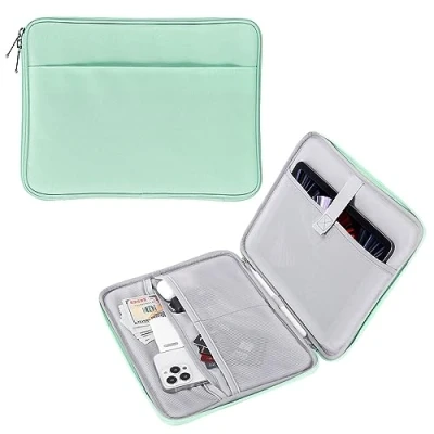 Abbildung von MoKo 9 11&quot; Tablet Tasche Hülle für 11 Zoll iPad Air M2 2024, Pro M4 5/4/3/2/1, 10th/9/8/7 Gen 10,2, Galaxy Tab S9 2023, Polyester Schutzhülle mit Fächer, Minzgrün