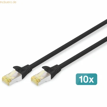 Abbildung von DIGITUS LAN Kabel Cat 6A 0,25m 10 Stück RJ45 Netzwerkkabel S/FTP Geschirmt Kompatibel zu 6 &amp; 7 Schwarz