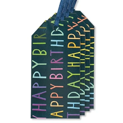 Abbildung von Glick Luxus Geschenkanhänger, 4 Stück, marineblau, Happy Birthday, marineblaue Multipack, Blau/Mehrfarbig