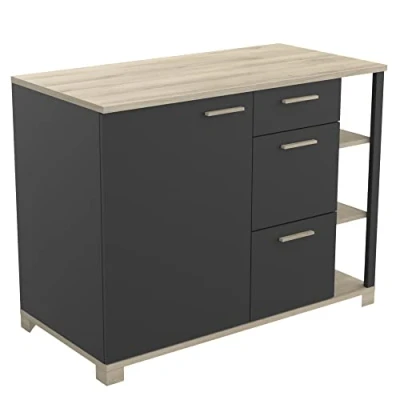 Abbildung von Demeyere Werkstatt Hochschränke fürs Wohnzimmer, Holzwerkstoff, Eiche Kronberg und Mattschwarz, 1 200x600x924MM