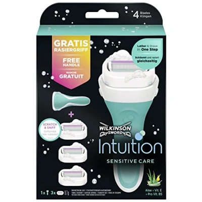 Abbildung von Wilkinson Rasierklingen Intuition Sensitive Care Rasierergriff + 3 Ersatzklingen