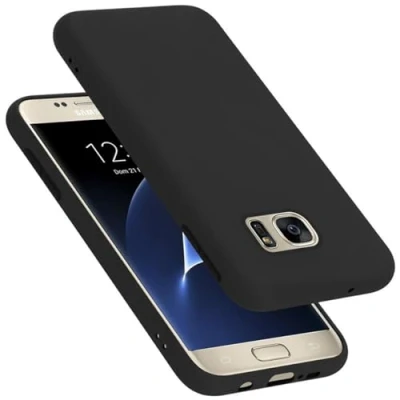Abbildung von Cadorabo Hülle kompatibel mit Samsung Galaxy S7 Silikon Handyhülle für Case aus flüssigem kratzfeste und stoßfeste dünne TPU Schutzhülle LIQUID SCHWARZ