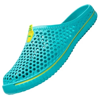 Abbildung von SAGUARO Clogs Atmungsaktiv Mesh Hausschuhe Sommer Gartenschuhe Freizeit Badeschuhe Strand Aqua Slippers Flach Pantoffeln Damen Herren, Blau 41 EU