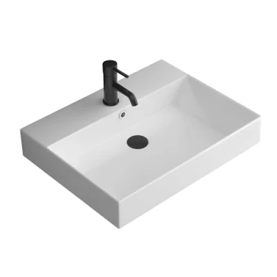 Abbildung von Alpenberger Waschbecken Waschtisch 70 cm Handwaschbecken Hängewaschbecken Aufsatzwaschbecken (Badezimmer Eckig, 1 St., Aufsatzwaschtisch Hygienischer Waschplatz), Gäste Wash Basin Aufsetzbare mit Überlauf