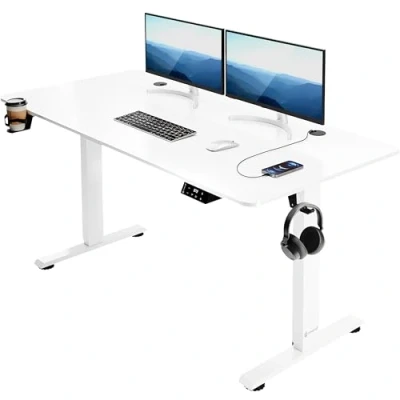 Abbildung von Casaria Schreibtisch, Höhenverstellbar Elektrisch 140x60cm LCD Display Stahlgestell Büro